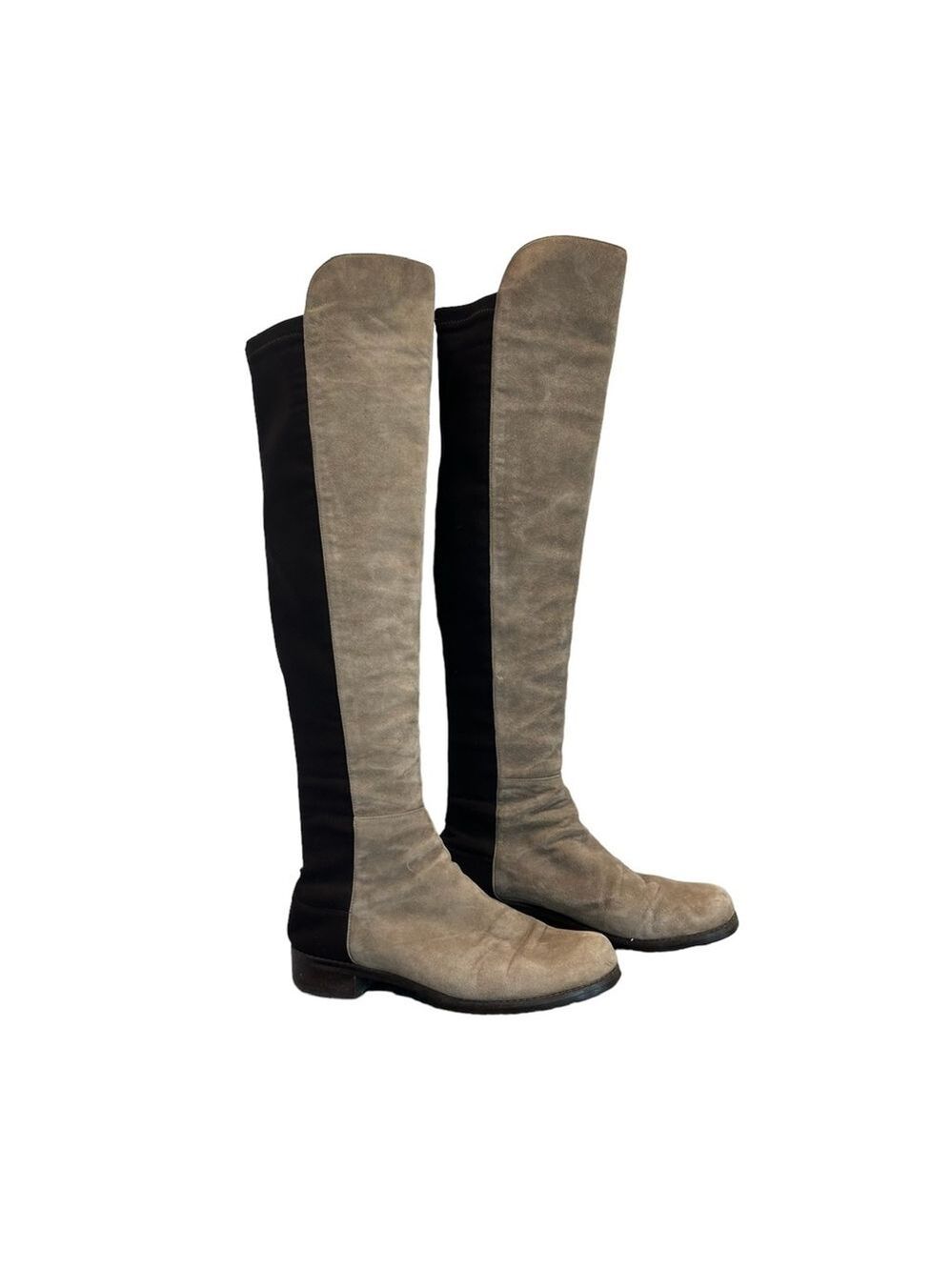 Stuart Weitzman Reserve knee-length boots tan brown suede elastic Sz 8.5